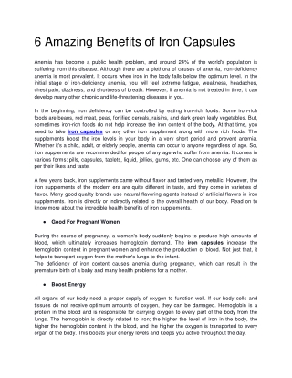 6 Amazing Benefits Of Iron Capsules