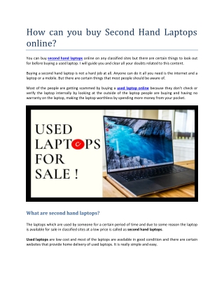 How can you buy Second Hand Laptops online?