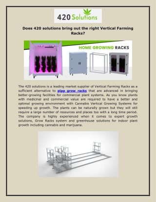 Do 420 Solutions Bring Out the Right Vertical Farming Racks?