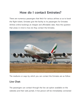 How do I contact Emirates?