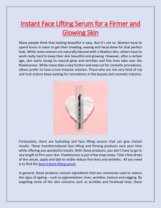 Instant Face Lifting Serum for a Firmer and Glowing Skin