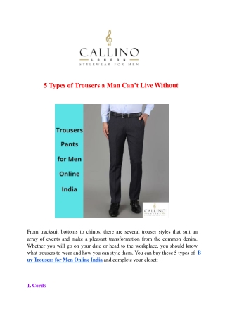 5 Types of Trousers a Man Can’t Live Without