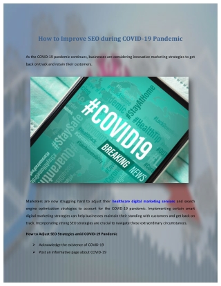 How to Improve SEO during COVID-19 Pandemic