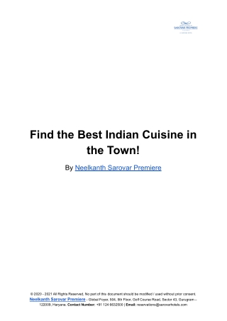 Find the Best Indian Cuisine in the Town!
