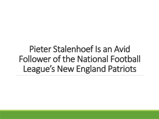 Pieter Stalenhoef Is an Avid Follower of the National Football League’s New England Patriots