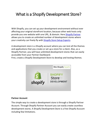 What is a Shopify Development Store?