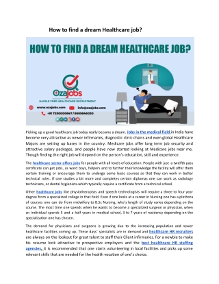 How to find a dream Healthcare job?
