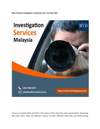 Why Private Investigation Companies Are Your Best Bets