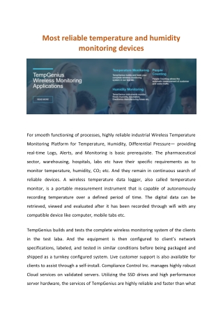 Most reliable temperature and humidity monitoring devices