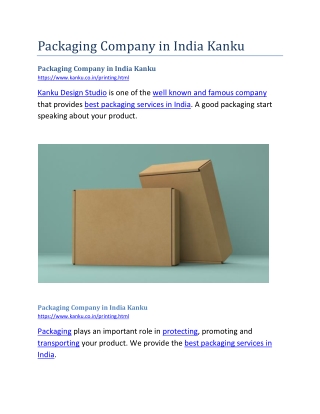 Packaging Company in India Kanku