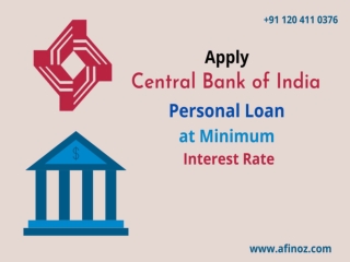Apply Central Bank of India Personal Loan at Minimum Interest Rate
