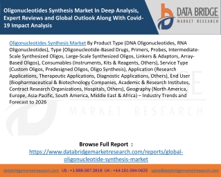 Oligonucleotides Synthesis Market In Deep Analysis, Expert Reviews and Global Outlook Along With Covid-19 Impact Analysi
