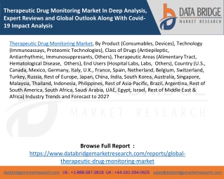 Therapeutic Drug Monitoring Market In Deep Analysis, Expert Reviews and Global Outlook Along With Covid-19 Impact Analys