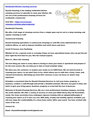 Residential Kitchen cleaning services