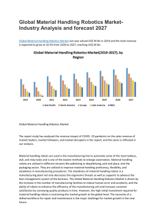 Global Material Handling Robotics Market- Industry Analysis and forecast 2027