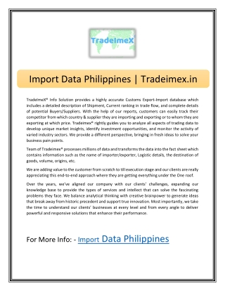 Import Data Philippines | Tradeimex.in