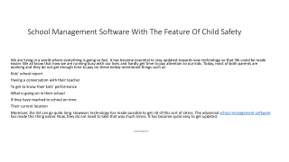 School Management Software With The Feature Of Child Safety