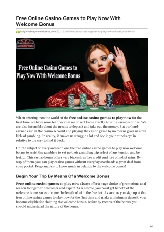 Free Online Casino Games to Play Now With Welcome Bonus