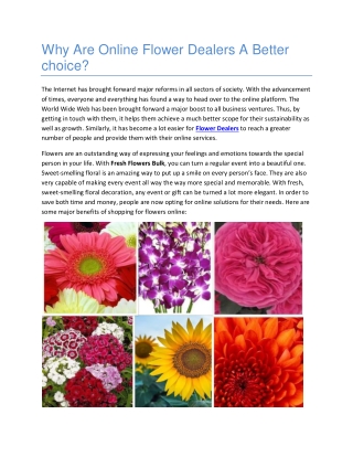 Why Are Online Flower Dealers A Better choice?