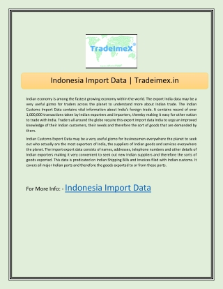 Indonesia Import Data | Tradeimex.in