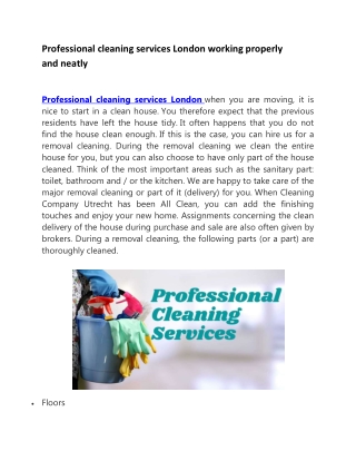 Professional cleaning services London working properly and neatly