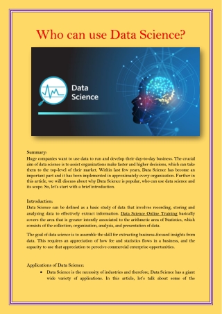 Who can use Data Science?