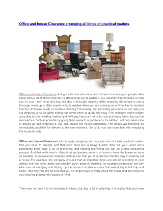 Office and house Clearance arranging all kinds of practical matters