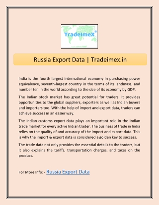 Russia Export Data | Tradeimex.in