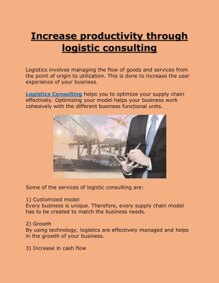 Increase productivity through logistic consulting