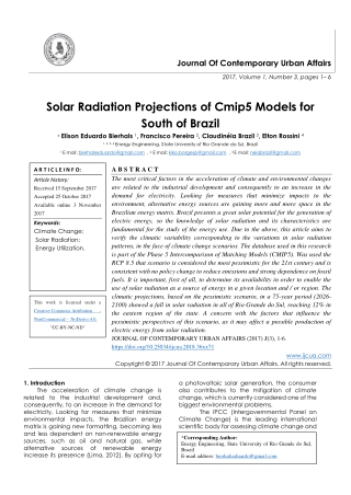 Solar Radiation Projections of Cmip5 Models for South of Brazil