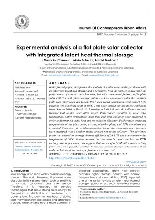 Experimental analysis of a flat plate solar collector with integrated latent heat thermal storage