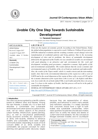 Livable City One Step Towards Sustainable Development