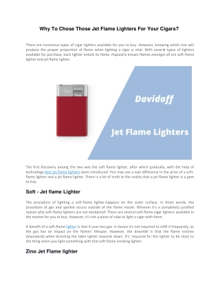 Online  chose  the best jet flame lighters for your cigars in india