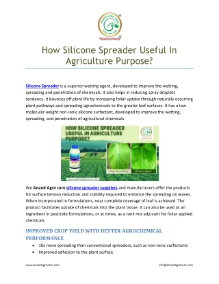 How Silicone Spreader Useful In Agriculture Purpose?