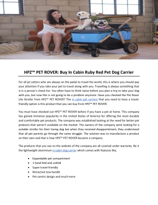 HPZ™ PET ROVER: Buy In Cabin Ruby Red Pet Dog Carrier