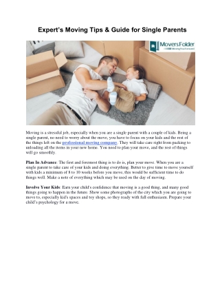 Expert’s Moving Tips & Guide for Single Parents