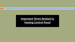 Important Terms Related to Hosting Control Panel