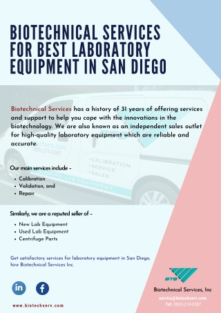 Biotechnical Services for best Laboratory Equipment in San Diego