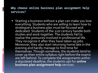 Why choose online business plan assignment help services?