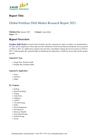 Fertilizer Drill Market Research Report 2021