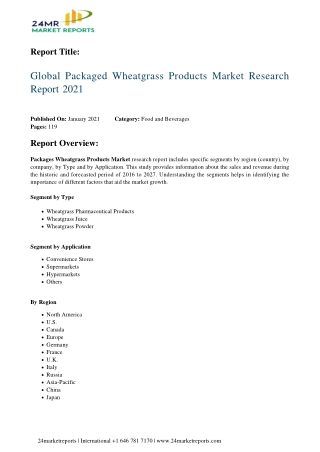 Packaged Wheatgrass Products Market Research Report 2021