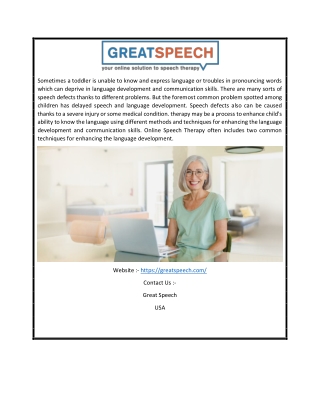 Online Speech Therapy | Greatspeech.com