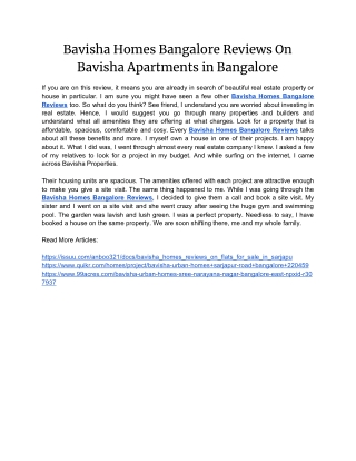 Bavisha Homes Bangalore Reviews On Bavisha Apartments in Bangalore