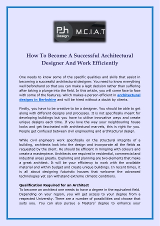 How To Become A Successful Architectural Designer And Work Efficiently