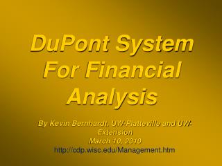DuPont System For Financial Analysis