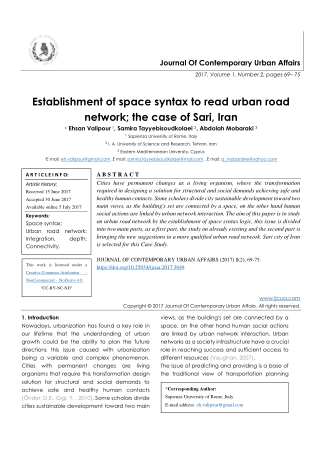 Establishment of space syntax to read urban road network; the case of Sari, Iran