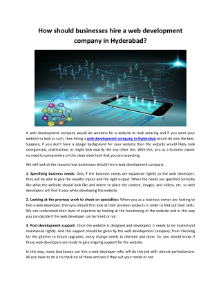 How should businesses hire a web development company in Hyderabad