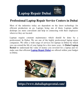 Professional Laptop Repair Service Centers in Dubai