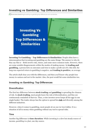 Investing vs Gambling: Top Differences and Similarities