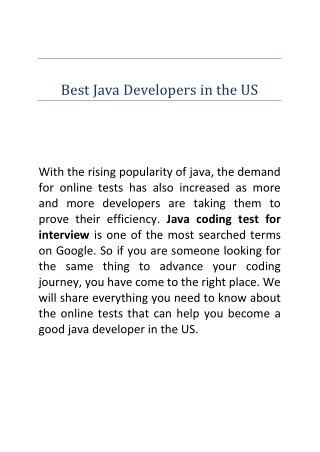 Best Java Developers in US